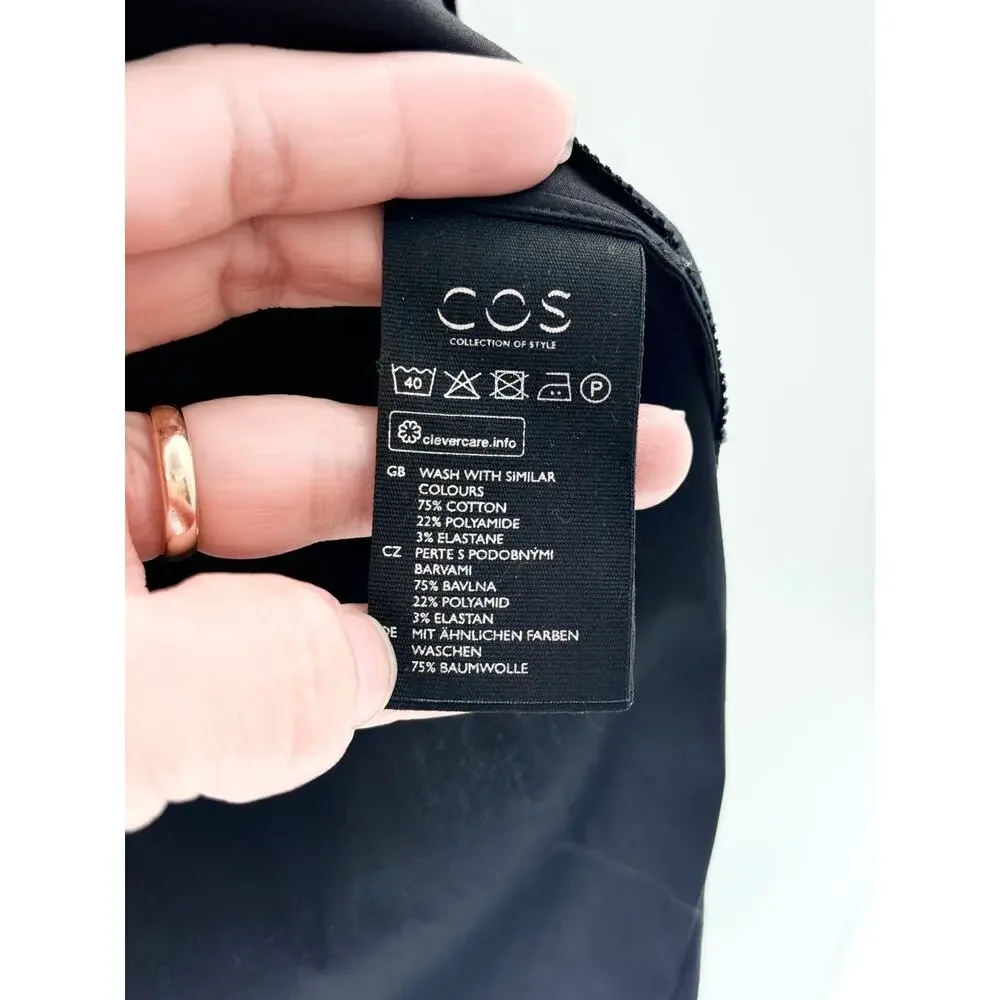 COS Cotton Blend Long Sleeve Collared Button Down Shirt Black Womens Size 38 / 4